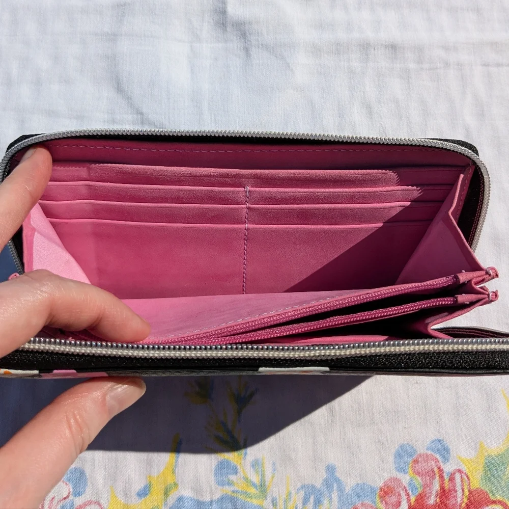 Wallet with Flowers on Black Background Pink Interior Designers Guild